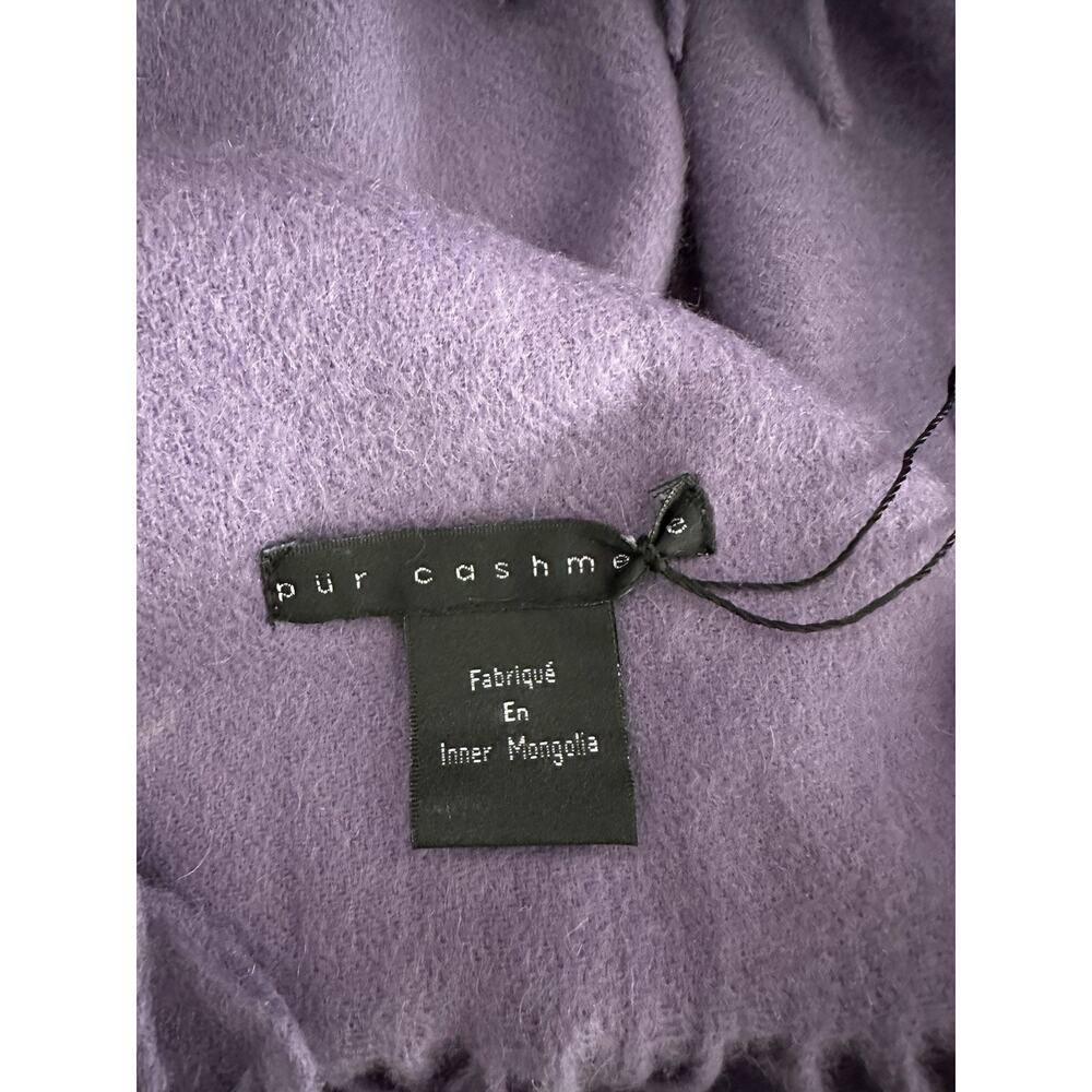 PUR CASHMERE 100% Cashmere Wrap Pashima Shawl Lavender Fringed INNER MONGOLIA - Picture 7 of 9